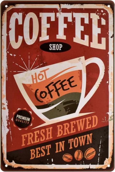 Кавовий Магазин / Coffee Shop (Hot Coffee) (ms-003088) Металева табличка - 20x30см