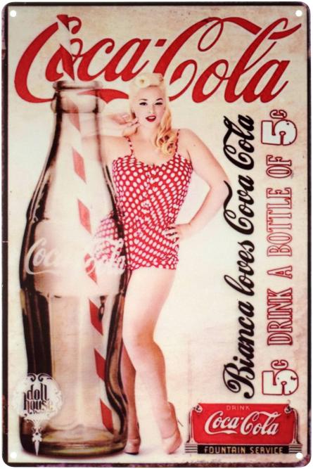 Кока-Кола / Bianca Loves Coca-Cola (ms-001665) Металева табличка - 20x30см