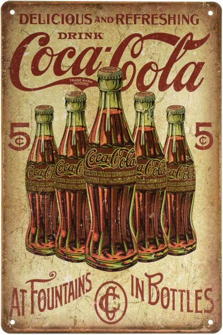 Кока-Кола / Coca-Cola (At Fountains In Bottless) (ms-003097) Металева табличка - 20x30см
