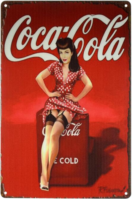 Кока-Кола / Coca-Cola (Pin Up Red) (ms-001669) Металева табличка - 20x30см