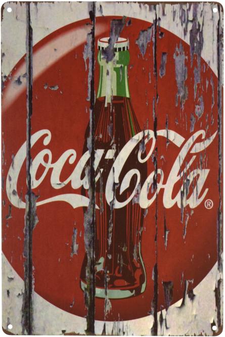 Кока-Кола (Дерево) / Coca-Cola (ms-001313) Металлическая табличка - 20x30см