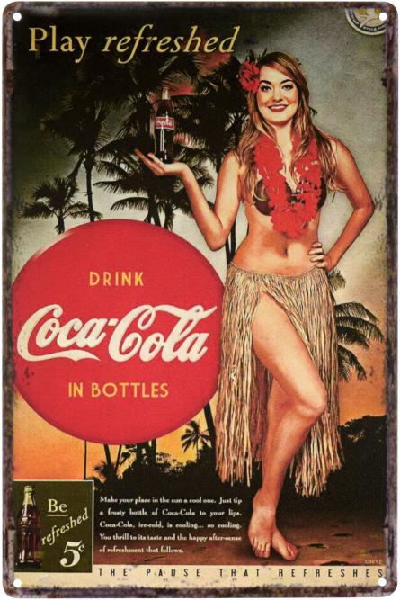 Кока-Кола (Играй, Освежившись) / Coca-Cola (Play Refreshed) (ms-001668) Металлическая табличка - 20x30см