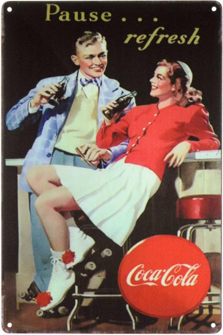 Кока-Кола (Пауза, Яка Освіжає) / Coca-Cola (ms-001667) Металева табличка - 20x30см