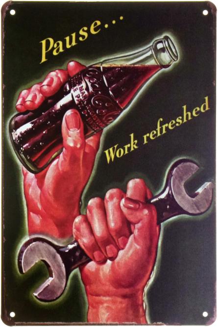 Кока-Кола (Пауза, Яка Освіжає) / Coca-Cola (ms-00676) Металева табличка - 20x30см