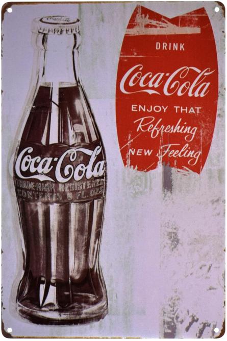 Кока-Кола (Пийте, Насолоджуючись Свіжістю І Новим Почуттям) / Coca-Cola (ms-001300) Металева табличка - 20x30см