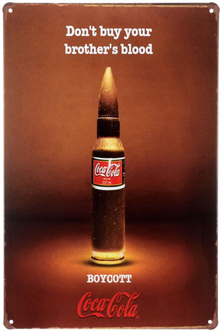 Кока-Кола (Пуля) / Coca-Cola (ms-00692) Металлическая табличка - 20x30см