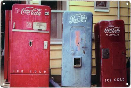 Кока-Кола (Торговые Автоматы) / Coca-Cola (ms-001656) Металлическая табличка - 20x30см