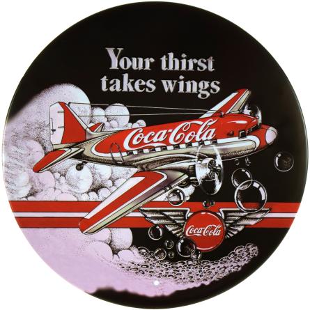 Кока-Кола (Твоя Жажда Берёт Крылья) / Coca-Cola (Your Thirst Takes Wings) (ms-001360) Металлическая табличка - 30см (круглая)
