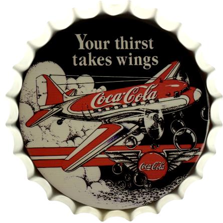 Кока-Кола (Твоя Жажда Берёт Крылья) / Coca-Cola (Your Thirst Takes Wings) (ms-002936) Металлическая табличка - 35см (кришка)