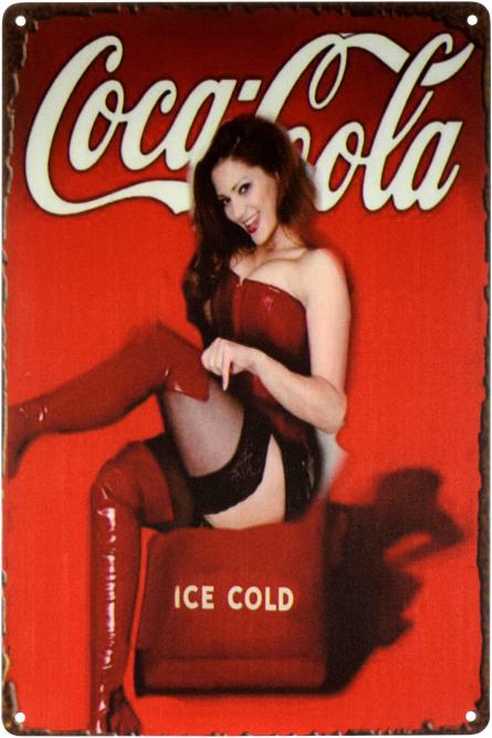 Кока-Кола / Vintage Coca-Cola (Pin Up) (ms-001672) Металлическая табличка - 20x30см