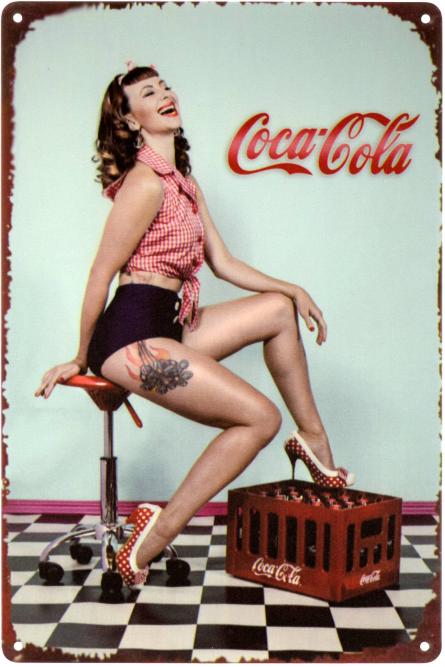 Кока-Кола (Ящик Газировки) / Coca-Cola (ms-001673) Металлическая табличка - 20x30см