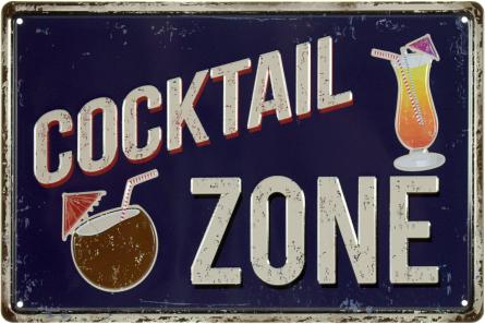 Коктейльная Зона / Cocktail Zone (ms-001811) Металлическая табличка - 20x30см