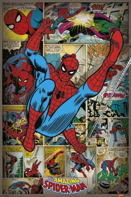 Комиксы Марвел (Ретро Человек-Паук) / Marvel Comics (Spider-Man Retro) (ps-002130) Постер/Плакат - Стандартный (61x91.5см)