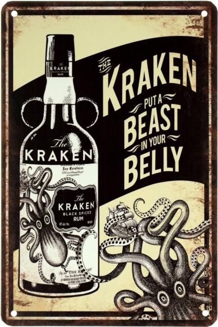 Kraken (Put A Beast In Your Belly) (ms-002741) Металева табличка - 20x30см