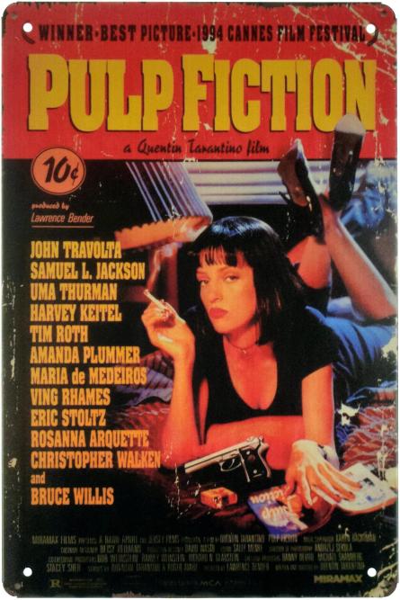 Криминальное Чтиво / Pulp Fiction (Cover) (ms-001633) Металлическая табличка - 20x30см