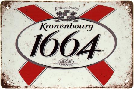 Kronenbourg 1664 (Белый Фон) (ms-001955) Металлическая табличка - 20x30см