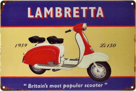 Lambretta (Самий Популярний Скутер У Великобританії) (ms-002433) Металева табличка - 20x30см
