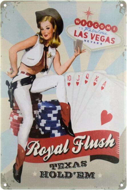 Лас-Вегас Техаський Холдем Покер / Las Vegas Texas Hold'em Poker (Pin Up) (ms-00952) Металева табличка - 20x30см