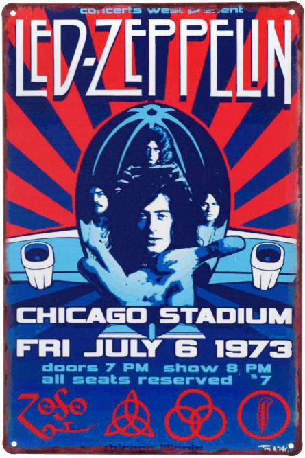 Led Zeppelin (Chicago Stadium) (ms-00699) Металева табличка - 20x30см