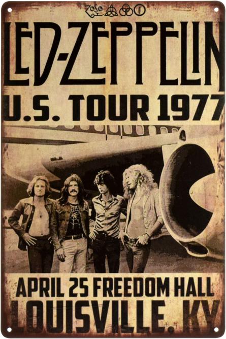 Led Zeppelin (U.S. Tour 1977) (ms-003013) Металева табличка - 20x30см