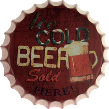Крижане Пиво Продається Тут! / Ice Cold Beer Sold Here! (ms-002028) Металева табличка - 35см (кришка)