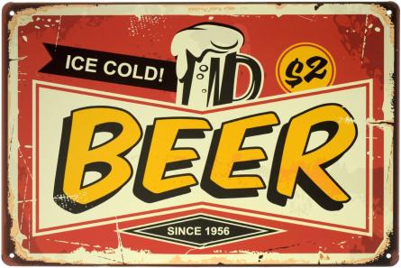 Крижане Пиво З 1956 Року / Ice Beer Since 1956 (ms-001596) Металева табличка - 20x30см