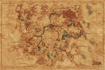 Легенда Про Зельду: Дихання Дикої Природи (Карта Світу Хайрул) / The Legend Of Zelda: Breath Of The Wild (Hyrule World Map) (ps-001766) Постер/Плакат - Стандартний (61x91.5см)