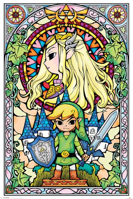 Легенда О Зельде (Витраж) / The Legend Of Zelda (Stained Glass) (ps-001774) Постер/Плакат - Стандартный (61x91.5см)