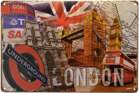 Лондон (Андеграунд) / London (Underground) (ms-00833) Металлическая табличка - 20x30см
