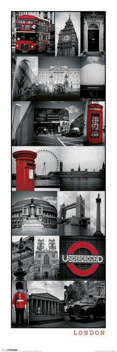 Лондон (Колаж) / London (Collage) (ps-001503) Постер/Плакат - Вузький (30x91.5см)