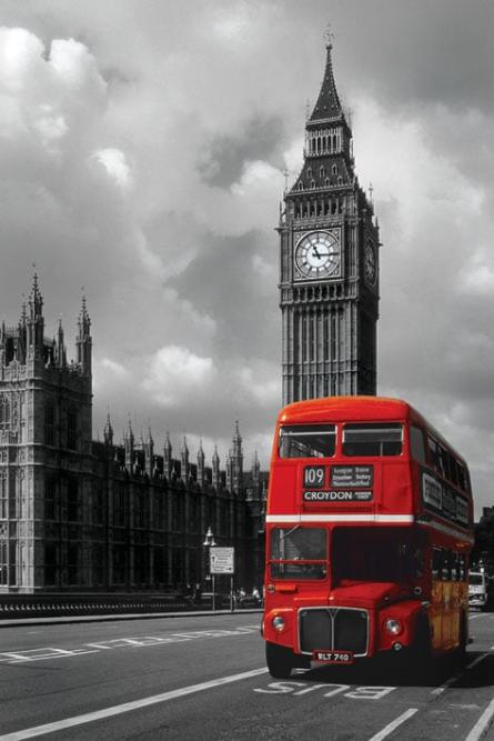 Лондон / London Red Bus (ps-00108) Постер/Плакат - Стандартный (61x91.5см)