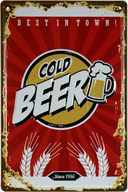 Лучшее В Городе Холодное Пиво / Best In Town Cold Beer (ms-001825) Металлическая табличка - 20x30см