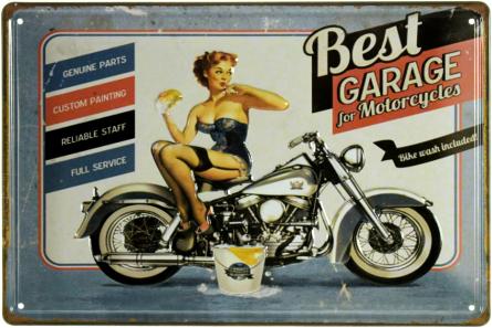 Лучший Гараж Для Мотоциклов / Best Garage For Motorcycles (Bike Wash Included!)  (ms-001821) Металлическая табличка - 20x30см