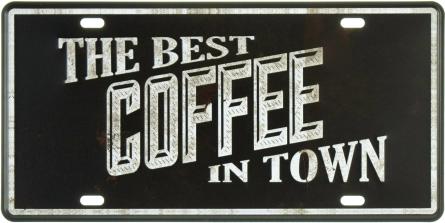 Краща Кава В Місті / The Best Coffee In Town (ms-001883) Металева табличка - 15x30см