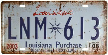 Луїзіана / Louisiana (LNM 613) (ms-001128) Металева табличка - 15x30см
