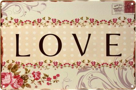 Любов / Love (Vintage) (ms-002438) Металева табличка - 20x30см