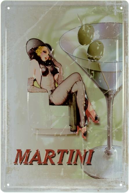 Мартини / Martini (Pin Up) (ms-001844) Металлическая табличка - 20x30см