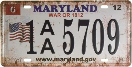 Мэриленд / Maryland (1 AA 5709) (ms-001197) Металлическая табличка - 15x30см