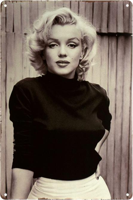 Мэрилин Монро (Чёрно-Белая Фотография) / Marilyn Monroe (ms-003113) Металлическая табличка - 20x30см