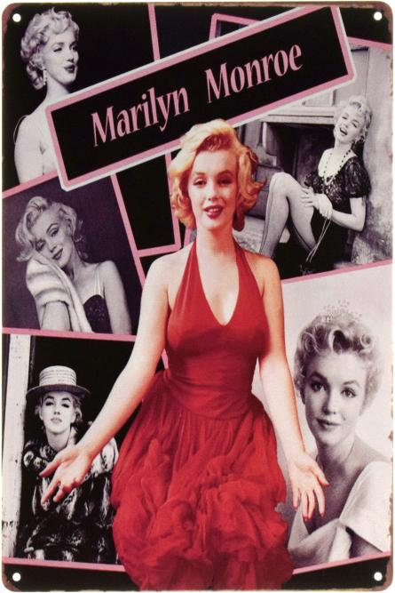 Мэрилин Монро (Красное Платье) / Marilyn Monroe (ms-002223) Металлическая табличка - 20x30см
