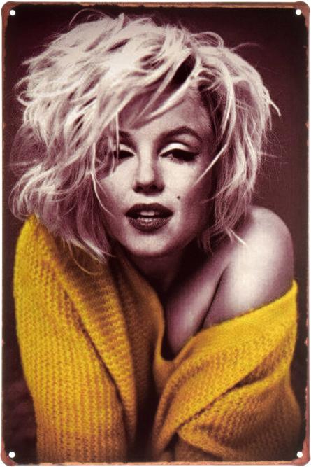 Мэрилин Монро (Желтый Свитер) / Marilyn Monroe (ms-001918) Металлическая табличка - 20x30см