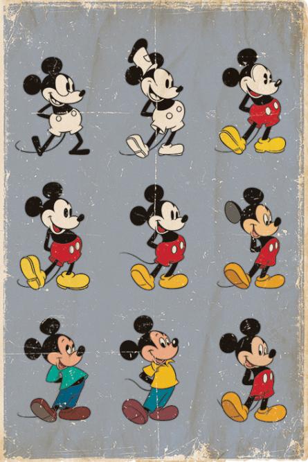 Микки Маус (Эволюция) / Mickey Mouse (Evolution) (ps-001479) Постер/Плакат - Стандартный (61x91.5см)