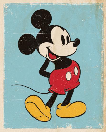 Микки Маус (Ретро) / Mickey Mouse (Retro) (ps-002140) Постер/Плакат - Мини (40x50см)