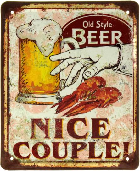 Милая Парочка! (Пиво Старого Стиля) / Nice Couple! (Old Style Beer) (ms-002387) Металлическая табличка - 18x22см