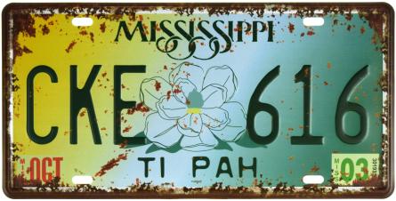 Міссісіпі / Mississippi (CKE 616) (ms-001130) Металева табличка - 15x30см