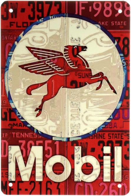 Mobil (Red) (ms-002988) Металлическая табличка - 20x30см