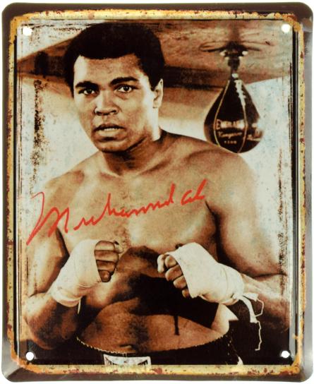 Мухаммед Али (Автограф) / Muhammad Ali (ms-001043) Металлическая табличка - 18x22см