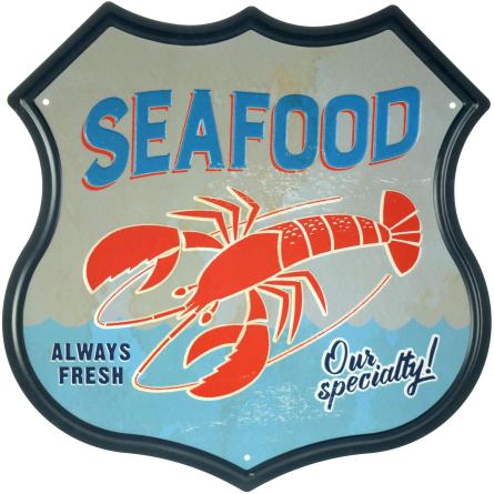 Морепродукты / Seafood (ms-001588) Металлическая табличка - 30x30см