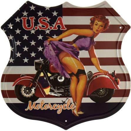 Мотоцикл США / USA Motorcycle (Pin Up) (ms-001323) Металева табличка - 30x30см