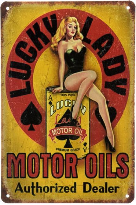 Motor Oils (Lucky Lady) (ms-001018) Металева табличка - 20x30см